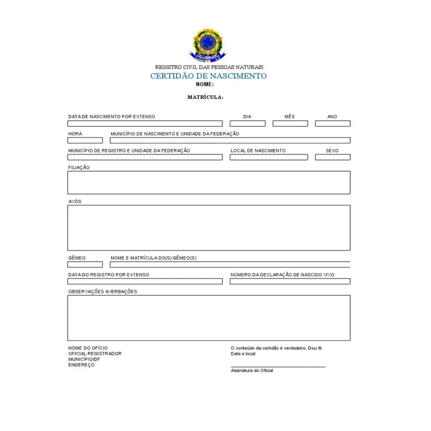 tradução certificada assento de nascimento Portugal