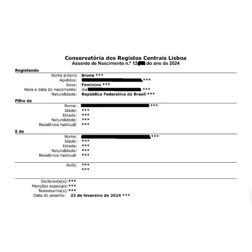 Assento de Nascimento – Tradução Certificada