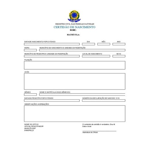 Assento de Nascimento – Tradução Certificada